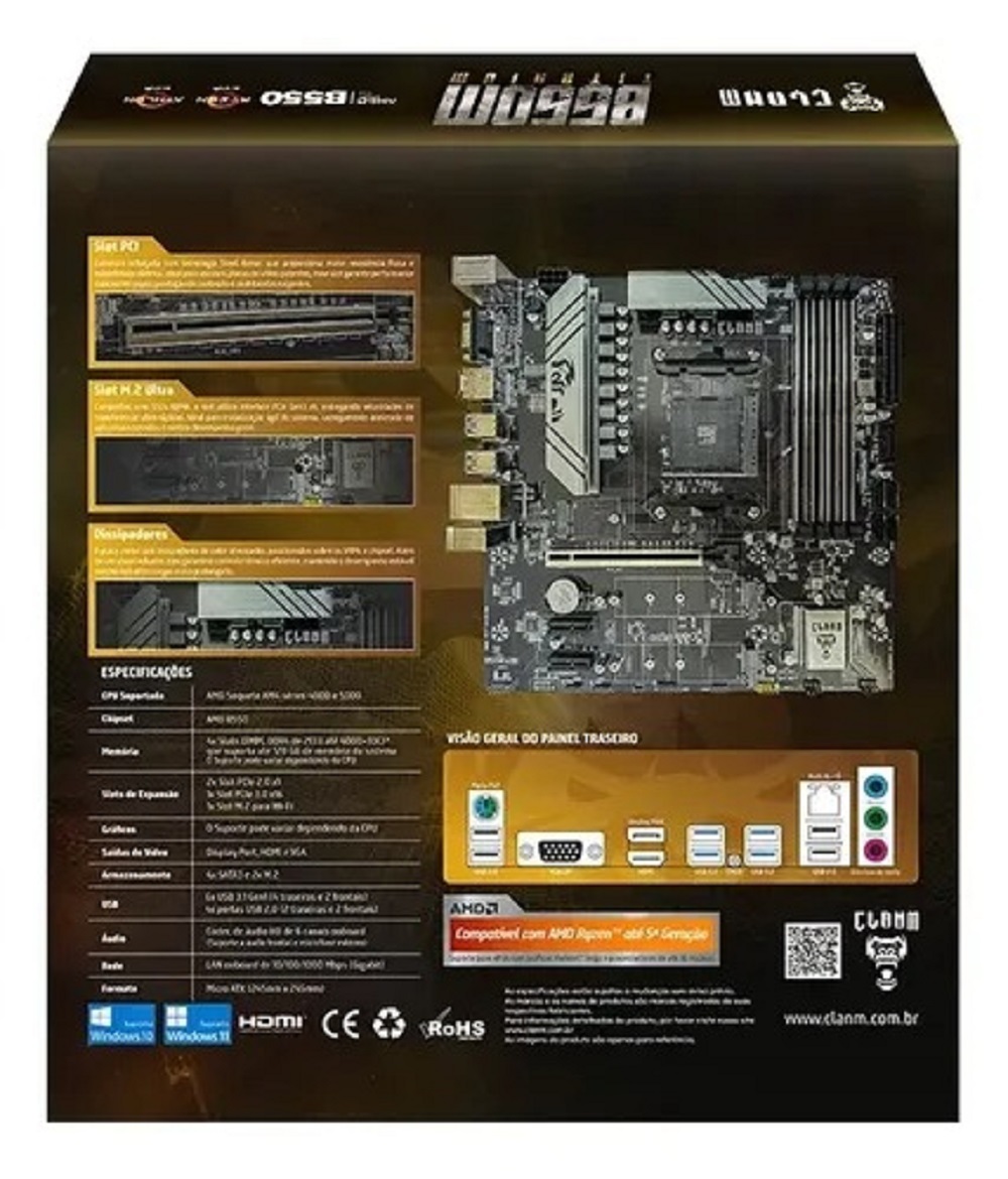 PLACA MAE B550 CLANM AMD SOCKET AM4 DDR-4 - Imagem 4