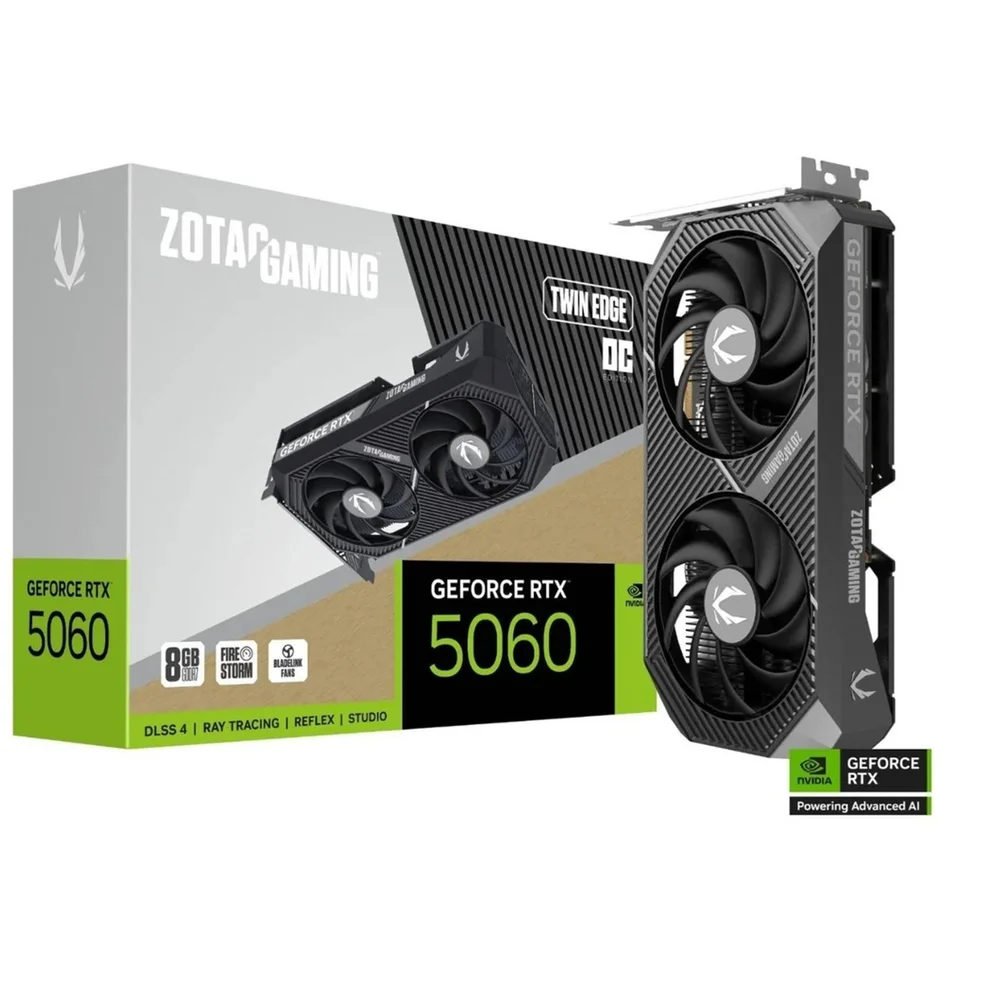 Placa de Vídeo ZOTAC GAMING GEFORCE RTX 5060 8GB 128BITS GDDR7 TWIN EDGE OC ZT