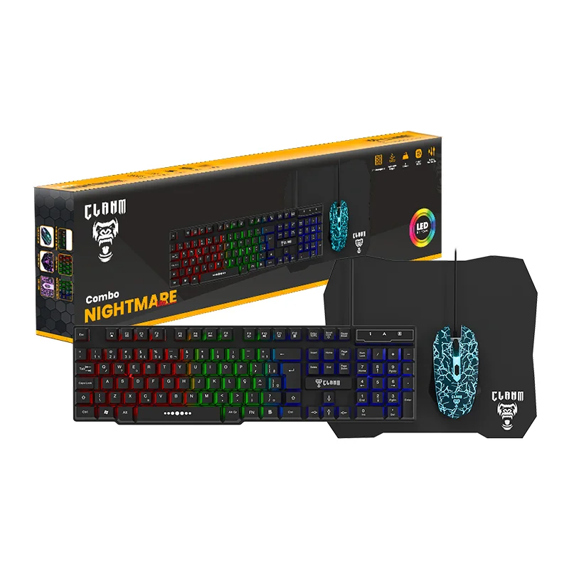 COMBO GAMER NIGHTMARE LITE - MOUSE+TECLADO+MOUSEPAD - CLANM