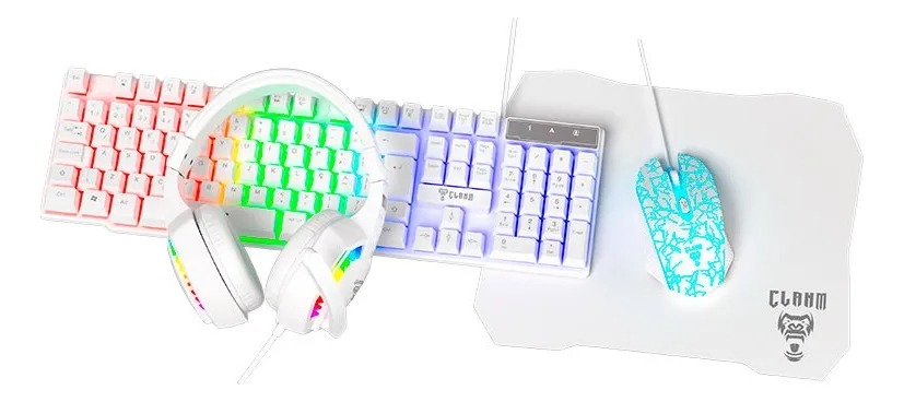 COMBO GAMER NIGHTMARE SNOW - TECLADO+MOUSE+HEADSET+MOUSEPAD - CLANM - Imagem 2