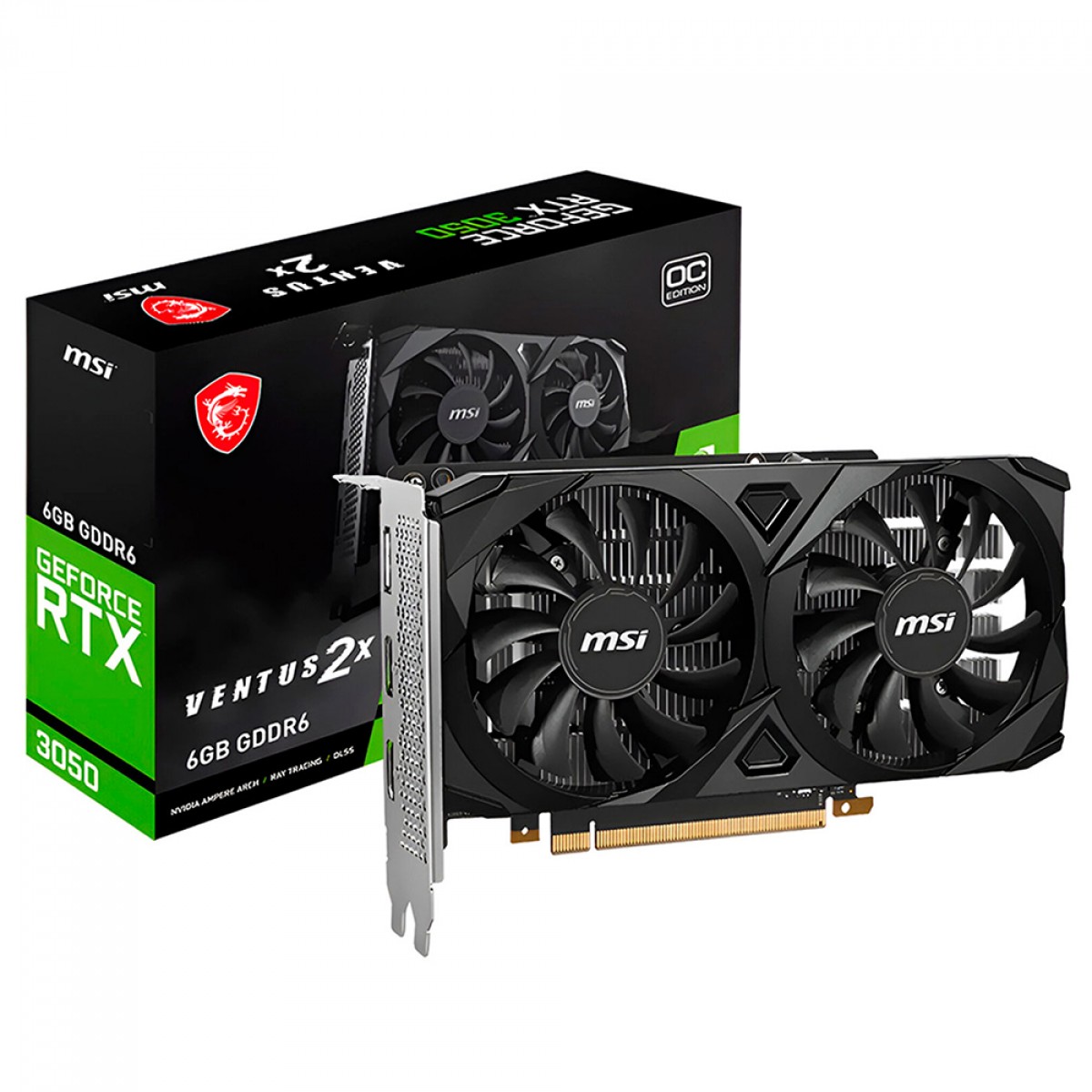 Placa de Video MSI RTX 3050 Ventus 2X OC, 6GB, GDDR6 - 912-V812-060