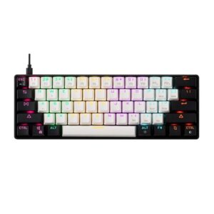 Teclado Com Fio Mecânico Gamer Aura Gk2, USB, Switch Blue, ABNT 2, RGB, Branco E Preto