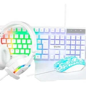COMBO GAMER NIGHTMARE SNOW - TECLADO+MOUSE+HEADSET+MOUSEPAD - CLANM