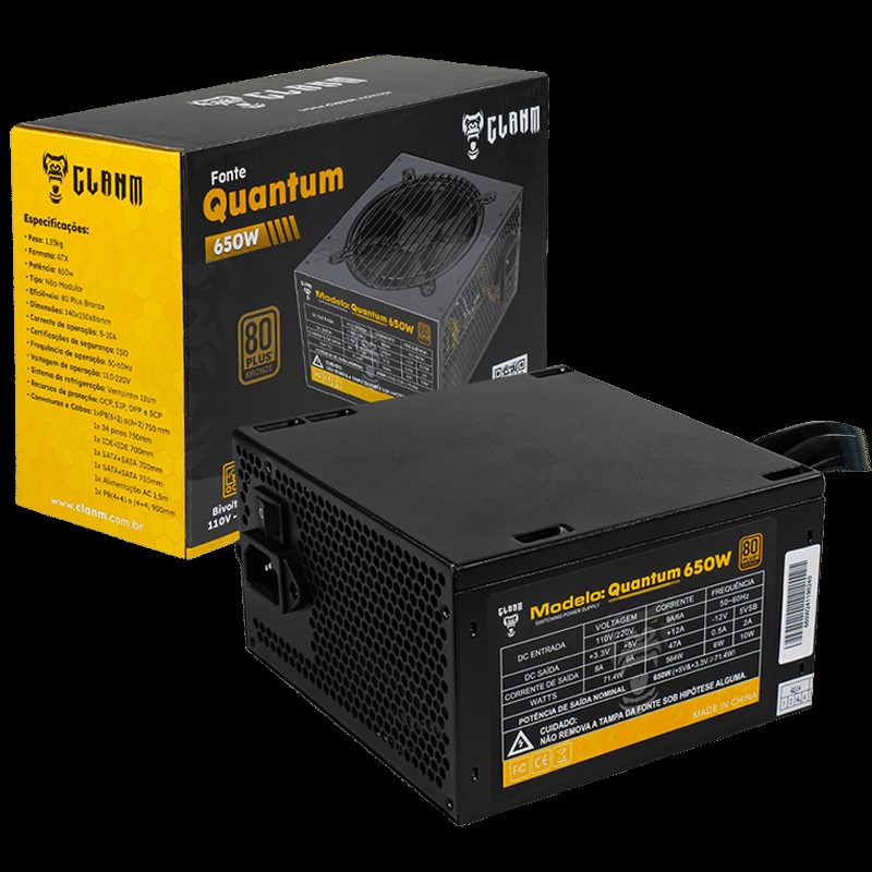 Fonte Gamer Quantum 650w Atx 7 Conectores Com Fan Silenciosa
