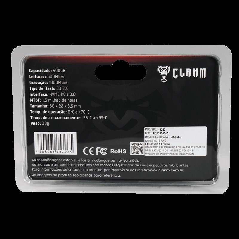 SSD NVMe M.2 de 500GB CLANM - Imagem 3