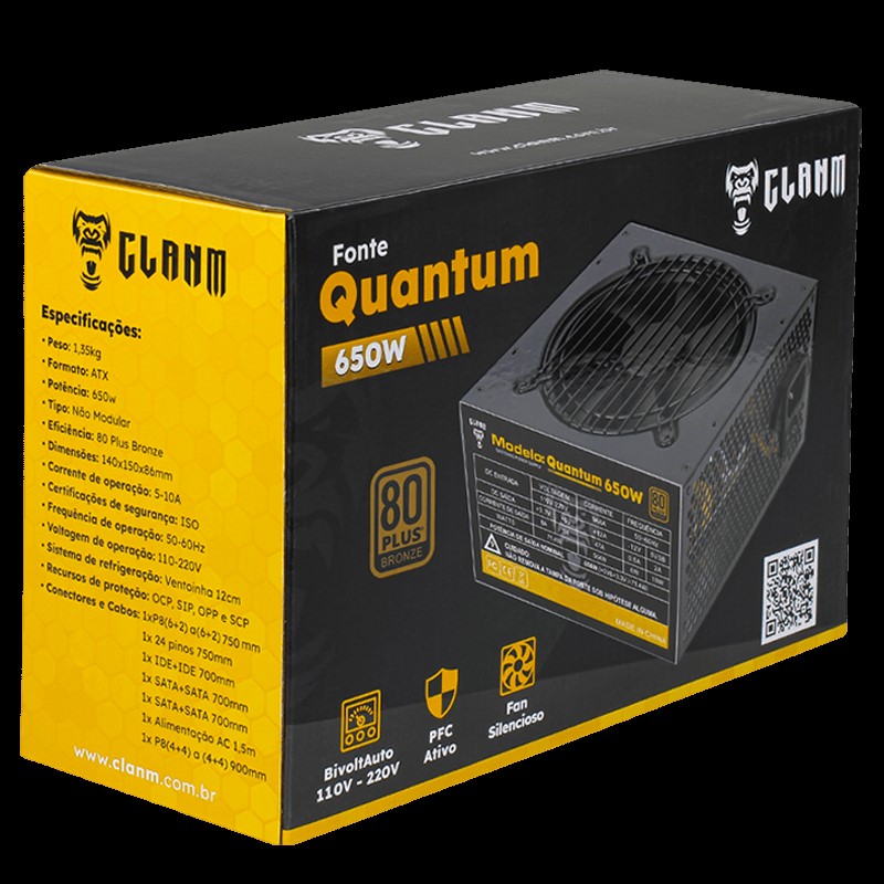 Fonte Gamer Quantum 650w Atx 7 Conectores Com Fan Silenciosa - Imagem 4