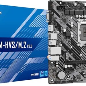Placa-Mãe ASRock H610M-HVS/M.2 R2.0 – Soquete LGA 1700, DDR4, Slot M.2 NVMe, Saídas HDMI/VGA, USB 3.2