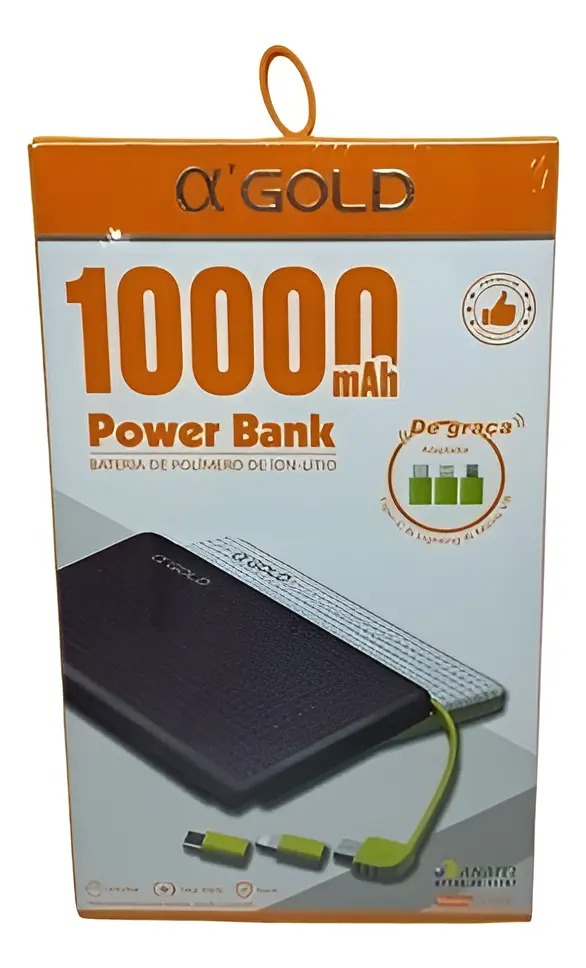 Carregador Portátil Power Bank A'gold 10000mAh Universal - Imagem 4