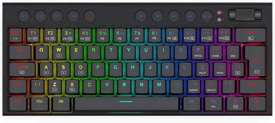 TECLADO MECANICO GAMER REDRAGON HORUS MINI RGB PRETO SWITCH MARROM