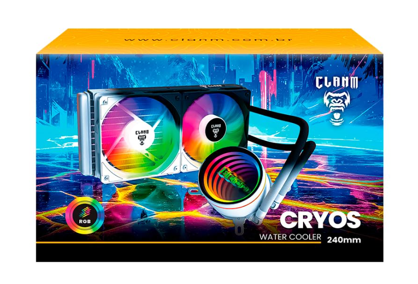 Water Cooler 240mm RGB CLANM Cryos Snow Branco Para Intel e AMD