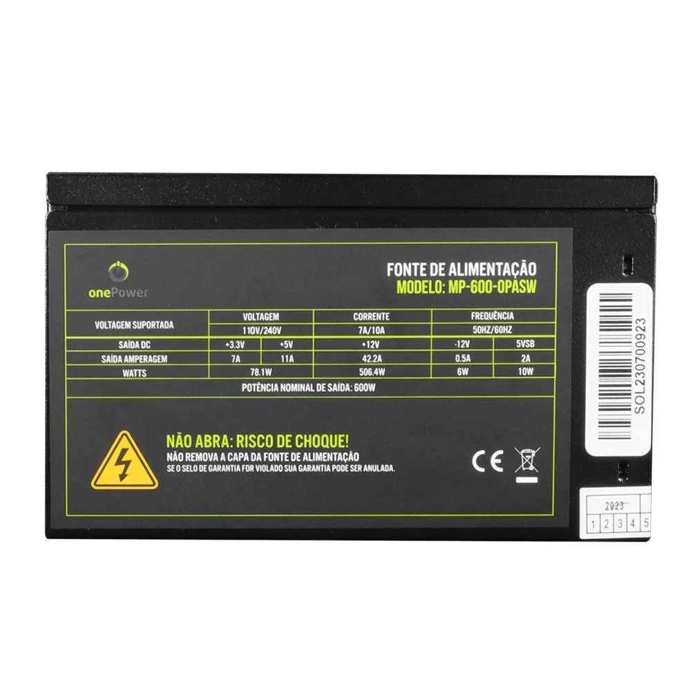 Fonte de Alimentacao One Power 600W Autoswitch MP-600-OPASW , S/Cabo - Imagem 3
