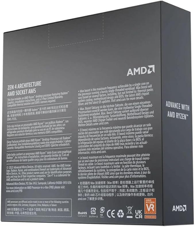 Processador AMD Ryzen 5 7600X, 5.3GHz Max Turbo, Cache 38MB, AM5, 6 Núcleos, Vídeo Integrado - 100-100000593WOF - Imagem 3